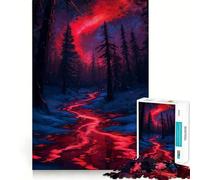 Rompecabezas difícil Río Rojo en un Bosque Nevado para Adultos, 1000 Piezas, Recall Boost Quiet Calm Smooth Cut Classic Gift (38x26cm)