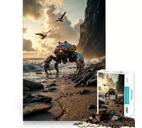 Rompecabezas difícil Robot en la Playa al Atardecer para Adultos, 1000 Piezas, Juguete Intelectual, Tiempo Acogedor, Corte de Calidad, (38x52cm)