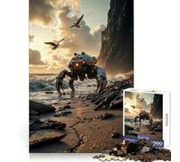 Rompecabezas difícil Robot en la Playa al Atardecer para Adultos, 1000 Piezas, Juguete Intelectual, Tiempo Acogedor, Corte de Calidad, (38x52cm)