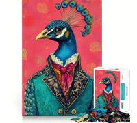 Rompecabezas difícil Rococo Pavo Real Retrato para Adultos 1000 Piezas Juguete de Lógica Fina Diversión y Calma Bordes Limpios Regalo Pensado (50x75cm)