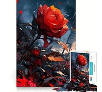 Rompecabezas difícil Rosa Roja bajo la Lluvia para Adultos, 1000 Piezas, Juguete Intelectual, Tiempo Acogedor, Corte de Calidad, (38x52cm)