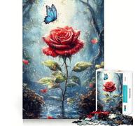 Rompecabezas difícil Rosa Roja en el Bosque para Adultos 1000 Piezas Juguete de Habilidad Tiempo Familiar Corte Preciso Arte Coleccionable (38x52cm)