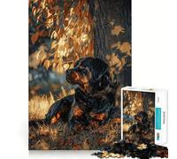 Rompecabezas difícil Rottweiler bajo un árbol para Adultos, 1000 Piezas, Juguete Intelectual, Tiempo Acogedor, Corte de Calidad, (50x75cm)
