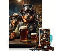 Rompecabezas difícil Rottweiler Beer Hound para Adultos, 1000 Piezas, Recall Boost Quiet Calm Smooth Cut, Regalo clásico (38x52cm)