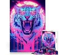 Rompecabezas difícil Rugido de Tigre Neón para Adultos, 1000 Piezas, Juguete de lógica, Momento de Paz, Corte Suave, Regalo Premium (38x52cm)