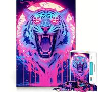 Rompecabezas difícil Rugido de Tigre Neón para Adultos, 1000 Piezas, Juguete de lógica, Momento de Paz, Corte Suave, Regalo Premium (38x52cm)