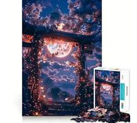 Rompecabezas difícil Sakura japonés de Luna Nocturna para Adultos, 1000 Piezas, Rompecabezas Mental, Arte Relajante, (38x52cm)