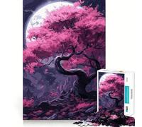 Rompecabezas difícil Sakura Moon Tree para Adultos, 1000 Piezas, Juego de Habilidad, Tiempo en Familia, Arte de Corte preciso, Coleccionable (38x52cm)
