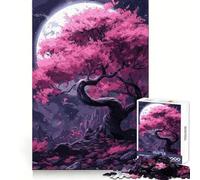 Rompecabezas difícil Sakura Moon Tree para Adultos, 1000 Piezas, Juego de Habilidad, Tiempo en Familia, Arte de Corte preciso, Coleccionable (38x52cm)