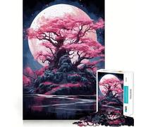 Rompecabezas difícil Sakura Moon Tree para Adultos, 1000 Piezas, Juguete de lógica Fina, diversión Tranquila, Bordes limpios, Regalo considerado (50x75cm)