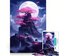 Rompecabezas difícil Sakura Moon Tree para Adultos, 1000 Piezas, Juguete Intelectual, Tiempo Acogedor, Corte de Calidad, (50x75cm)