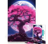 Rompecabezas difícil Sakura Moon Tree para Adultos, 1000 Piezas, Juguete Intelectual, Tiempo Acogedor, Corte de Calidad, (38x52cm)