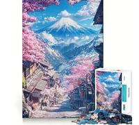 Rompecabezas difícil Sakura Street to Fuji para Adultos, 1000 Piezas, Recall Boost Quiet Calm Smooth Cut, Regalo clásico (38x52cm)
