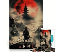 Rompecabezas difícil Samurai Solitude Red Moon para Adultos, 1000 Piezas, Juguete de lógica Fina, diversión Tranquila, Bordes limpios, Regalo considerado (38x52cm)