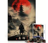 Rompecabezas difícil Samurai Solitude Red Moon para Adultos, 1000 Piezas, Juguete de lógica Fina, diversión Tranquila, Bordes limpios, Regalo considerado (38x52cm)