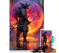Rompecabezas difícil Samurái y Luna Roja para Adultos, 1000 Piezas, Juguete de lógica Fina, diversión Tranquila, Bordes limpios, Regalo considerado (50x75cm)