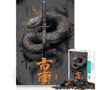 Rompecabezas difícil Serpiente y Katana para Adultos, 1000 Piezas, Juguete Que desafía la Mente, Entretenimiento Suave, Corte preciso, Regalo Memorable (38x26cm)