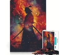 Rompecabezas difícil Silueta de Galaxia Samurai para Adultos 1000 Piezas Mejora la Memoria Calma Tranquilidad Corte Suave Regalo clásico (50x75cm)