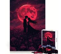 Rompecabezas difícil Silueta romántica bajo la Luna roja para Adultos, 1000 Piezas, Juguete de lógica Fina, diversión Tranquila, Bordes limpios, Regalo considerado (50x75cm)