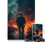 Rompecabezas difícil Soldado en Tormenta de Fuego para Adultos, 1000 Piezas, desafío Mental, Juguete de Ocio Suave, Corte preciso, Regalo Memorable (38x52cm)