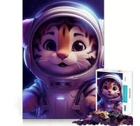 Rompecabezas difícil Space Baby Tiger para Adultos, 1000 Piezas, Juguete de lógica Pura, Actividad para el hogar, Corte Limpio, Regalo Encantador (38x26cm)