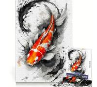 Rompecabezas difícil Splash of Koi Fish para Adultos, 1000 Piezas, Boost Recall Calm Escape Tight Edge, 38x52cm