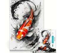 Rompecabezas difícil Splash of Koi Fish para Adultos, 1000 Piezas, Boost Recall Calm Escape Tight Edge, 38x52cm