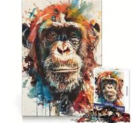 Rompecabezas difícil Splash Watercolor Monkey para Adultos, 1000 Piezas, Boost Recall Calm Escape Tight Edge, 38x26cm