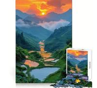 Rompecabezas difícil Terrazas de arroz al Atardecer para Adultos, 1000 Piezas, Juguete Que desafía la Mente, Entretenimiento Suave, Corte preciso, Regalo Memorable (38x26cm)