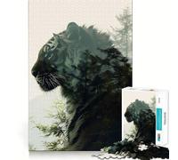 Rompecabezas difícil Tiger Double Exposure Tree para Adultos, 1000 Piezas, Juguete Inteligente, diversión Casual, Corte preciso, Regalo artístico 38x52cm