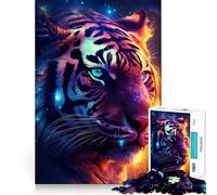 Rompecabezas difícil Tiger Head Space Flames para Adultos, 1000 Piezas, Juguete Inteligente, diversión Casual, Corte preciso, Regalo artístico 50x75cm