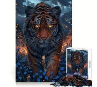 Rompecabezas difícil Tiger in The Night para Adultos, 1000 Piezas Mejora la Memoria, Calma y Escape Bordes Ajustados 38x26cm