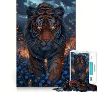 Rompecabezas difícil Tiger in The Night para Adultos, 1000 Piezas Mejora la Memoria, Calma y Escape Bordes Ajustados 38x26cm