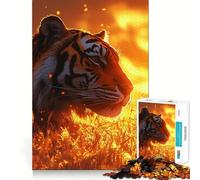 Rompecabezas difícil Tigre en Luz Dorada para Adultos 1000 Piezas Mejora la Memoria Calma Escape Bordes Ajustados 38x52cm