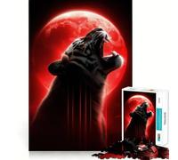 Rompecabezas difícil Tigre rugiente con Luna roja para Adultos 1000 Piezas Juguete Intelectual Tiempo Acogedor Corte de Calidad (50x75cm)