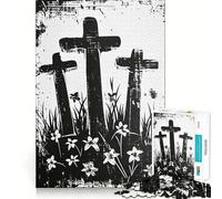 Rompecabezas difícil Tres Cruces para Adultos, 1000 Piezas Fortalece la Memoria y Alivia el estrés Pieza de Arte Bordes Finos 50x75cm