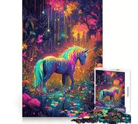 Rompecabezas difícil Unicornio Arcoíris en Bosque Encantado para Adultos, 1000 Piezas Mejora la Memoria, relaja la Mente, Bordes Afilados, Regalo Elegante (38x52cm)