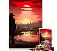 Rompecabezas difícil Vaquero Rojo en el Desierto para Adultos, 1000 Piezas, desafío Mental, Juguete de Ocio Suave, Corte preciso, Regalo Memorable (38x26cm)