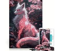Rompecabezas difícil Zorro Blanco Místico con Marcas Rojas para Adultos 1000 Piezas Think Toy Divertido y Pacífico Obra de Arte de Corte Limpio (38x26cm)