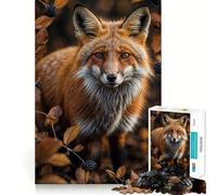 Rompecabezas difícil Zorro Rojo en otoño para Adultos 1000 Piezas Juguete de lógica Pura Actividad en casa Corte Limpio Regalo Encantador (50x75cm)