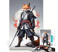 Rompecabezas difícil Zorro Samurai para Adultos 1000 Piezas Mejora la Memoria Calma Tranquilidad Corte Suave Regalo clásico (38x52cm)