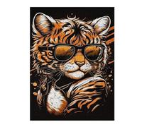 Rompecabezas Difíciles para Adultos 52x38cm/1000pcs Stylish Tiger with Sunglasses Rompecabezas para Adultos Juegos De Relajación Análisis Y Desafío Educativo De Lógica 52x38cm/1000pcs