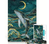 Rompecabezas Digital Ballena bajo la Luna 1000 Piezas Juego de concentración Mental Corte de precisión Bordes Suaves Juego para Crear Conexiones significativas (50x75cm)
