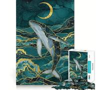 Rompecabezas Digital de 1000 Piezas Ballena bajo la Luna Entrenamiento Cerebral Divertido Encaje Huecos Actividad para Compartir con Seres Queridos (38x52cm)