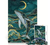 Rompecabezas Digital de 1000 Piezas Ballena bajo la Luna - Pensamiento Claro - Distracción Suave - Bordes precisos - Regalo significativo (38x52cm)