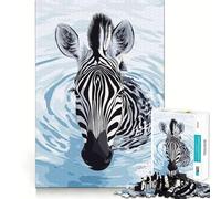 Rompecabezas Digital de 1000 Piezas con diseño de Cebra en el Agua Diversión para ejercitar la Mente Piezas de Ajuste preciso Un pasatiempo Fascinante para los Momentos de Ocio (50x75cm)