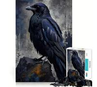 Rompecabezas Digital de 1000 Piezas Cuervo posado en una Roca para Adolescentes Juguete para ejercitar la Mente Juego de Mesa en Grupo Regalo clásico para armar (38x52cm)
