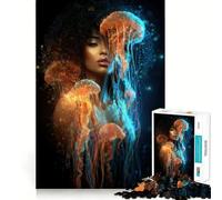 Rompecabezas Digital de 1000 Piezas Mujer con Medusas - Entrenamiento de Memoria - Superficie Lisa y sin Rebabas - Un desafío entretenido para el Tiempo Libre (38x26cm)