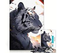 Rompecabezas Digital de 1000 Piezas Tiger White with Moon (Tigre Blanco con Luna) Diversión para Entrenar la Mente Encaje Huecos Actividad para Compartir con Seres Queridos (50x75cm)