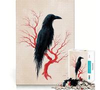 Rompecabezas Digital de Arte de Cuervo en árbol Rojo para Adultos, 1000 Piezas, Juego Inteligente, Divertido y Relajante, Ideal para armar, Regalo preciado (38x26cm)